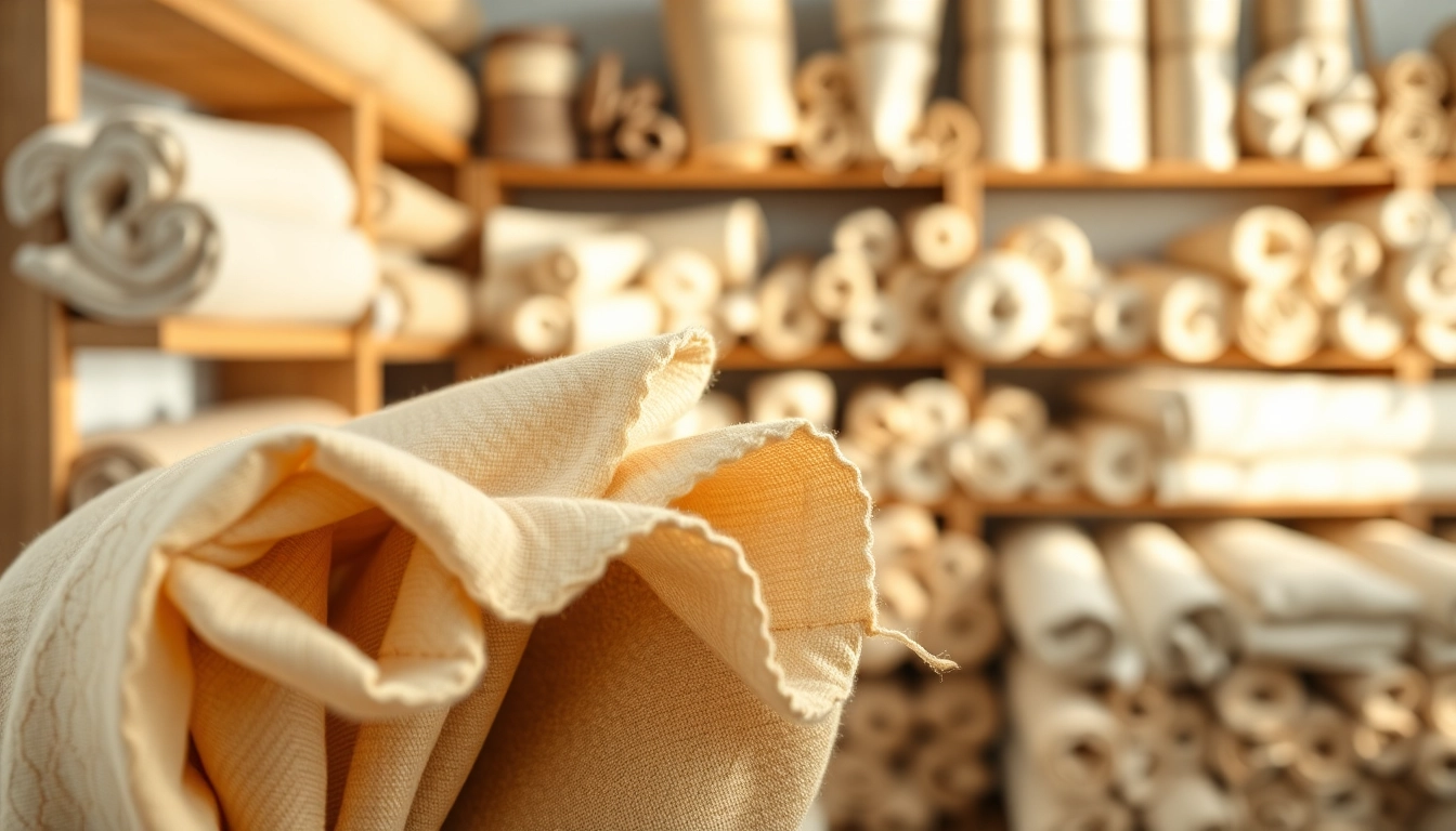 Verken ongebleekt katoen in een stoffenwinkel, met verschillende kleuren en texturen van stoffen.
