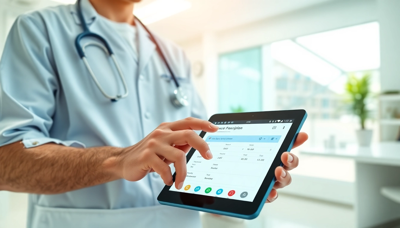 Imagine the advantages of using eprescription apps as a healthcare provider utilizes a digital prescription tool in a modern clinic.