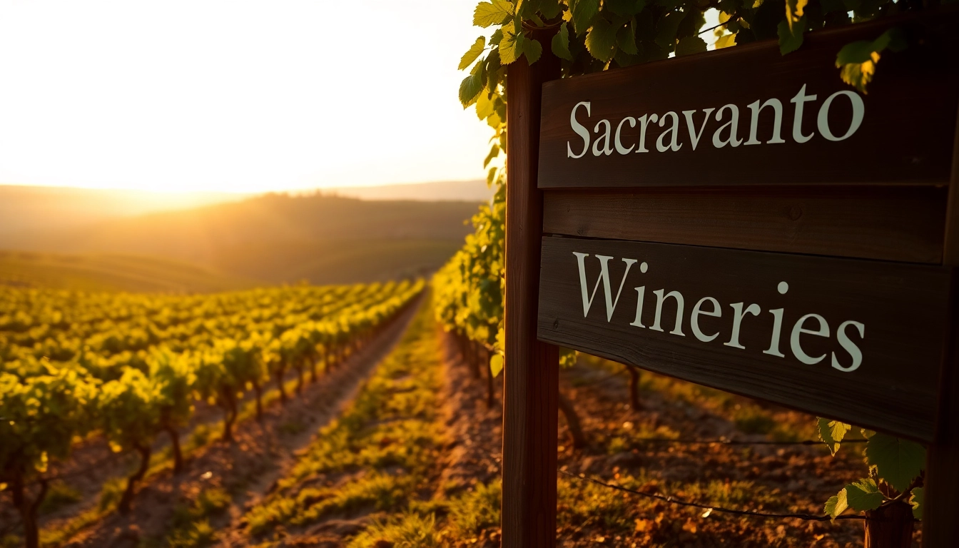Experience the beauty of Sacramento Wineries with rolling vineyards under a serene sunset.