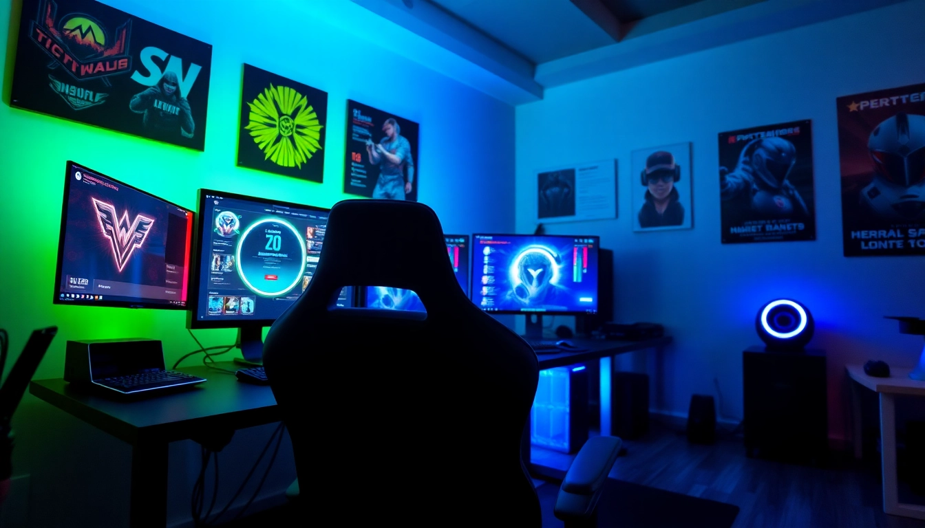 Gamer menggunakan mild88 di lingkungan modern dengan perangkat canggih dan pencahayaan RGB.